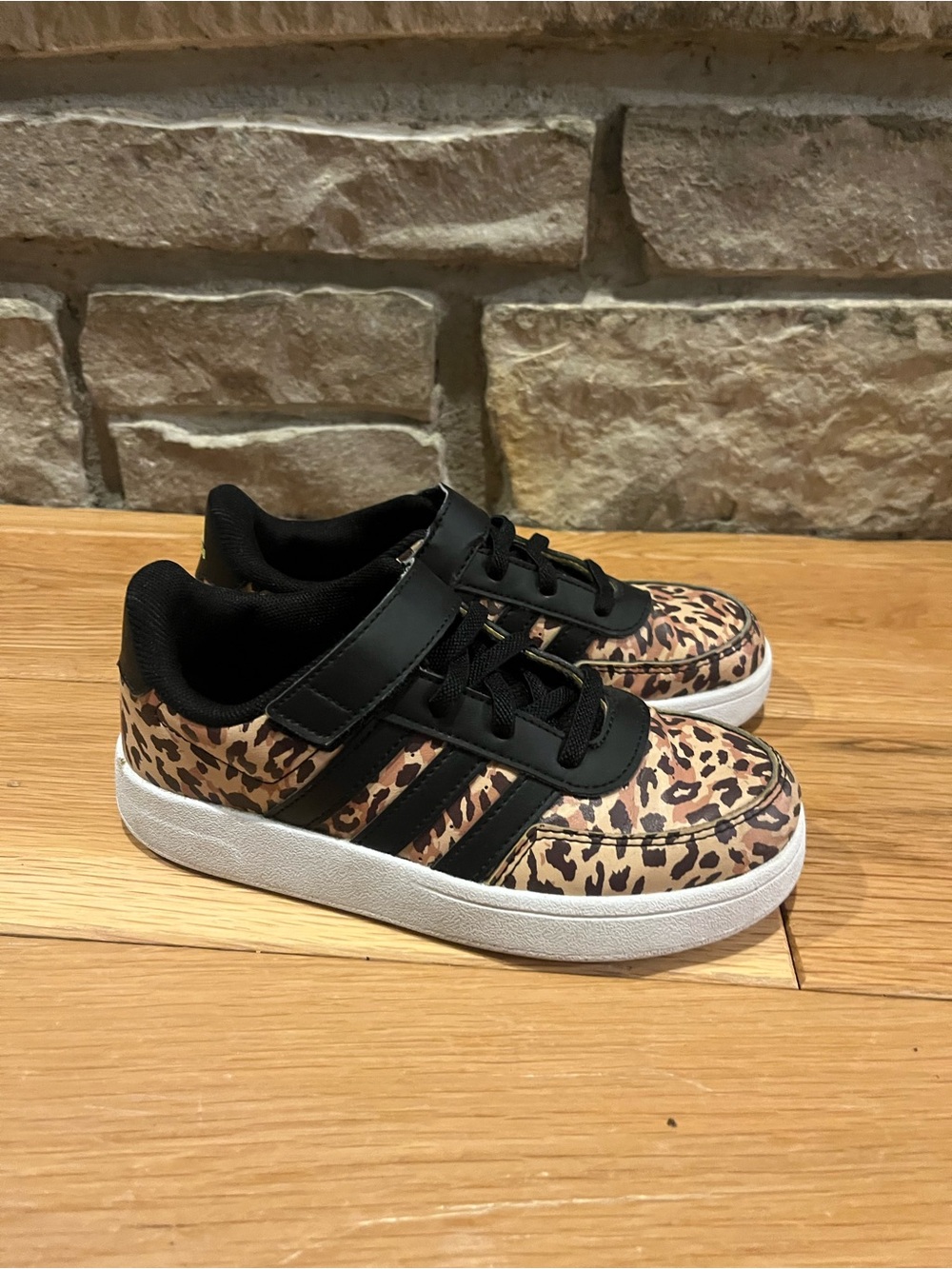 Adidas Leopard Print Brown & Black Sneakers with White Soles Toddler 13k